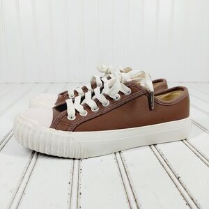 New Bata Bullets Low Top Brown Leather Lace Up Casual Sneakers M302